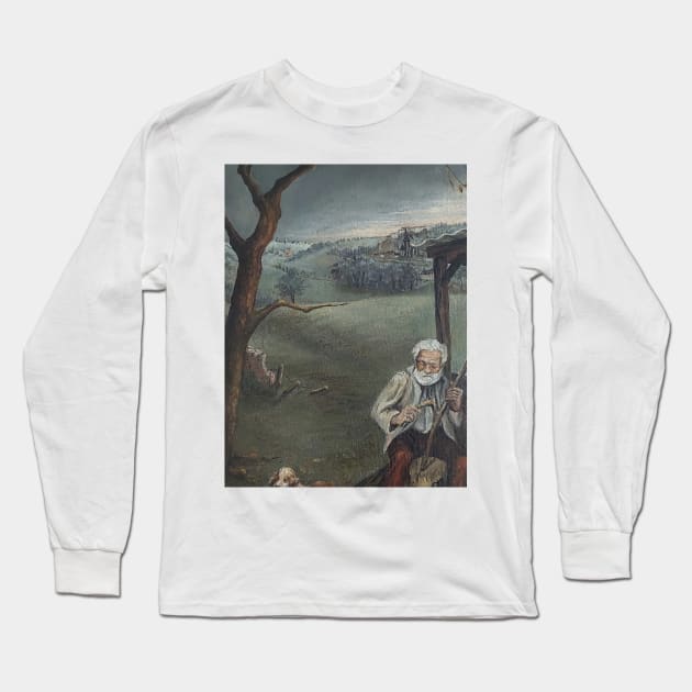 Oil painting of an old man unknown artist Long Sleeve T-Shirt by Printorzo